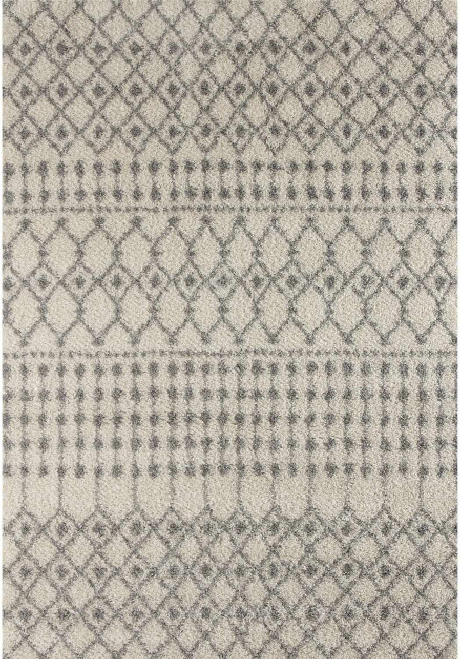 Shaggy Rug Ivory-Grey colours non-shedding, pet-friendly.