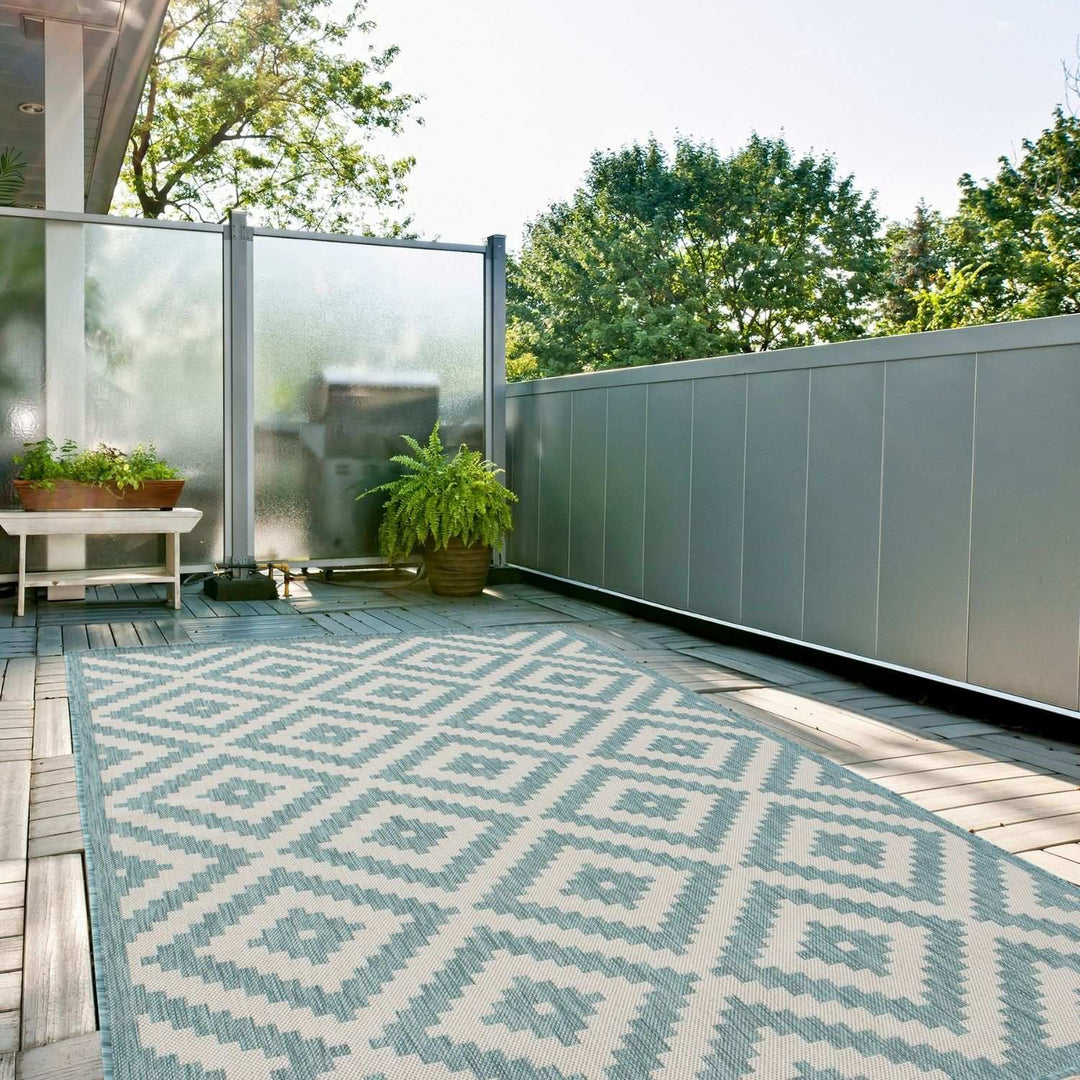 Diamond Design Aqua Outdoor Rug | The Rugs