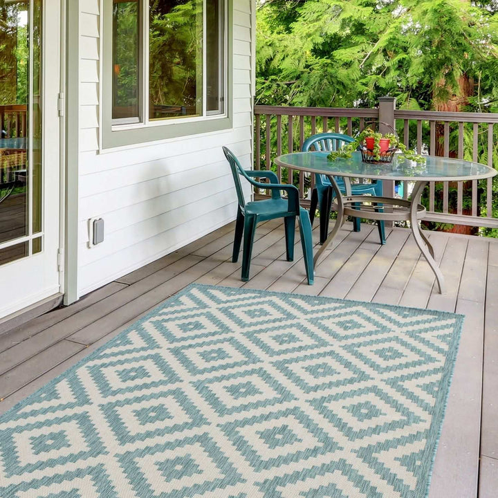 Diamond Design Aqua Outdoor Rug | The Rugs