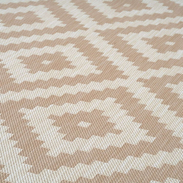 Outdoor Rug Diamond Design Beige and White | The Rugs