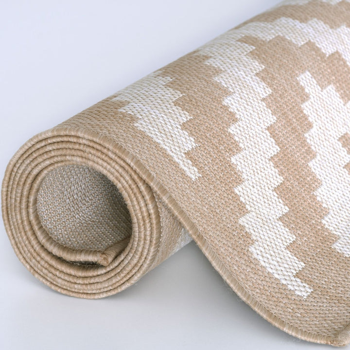 Outdoor Rug Diamond Design Beige and White | The Rugs