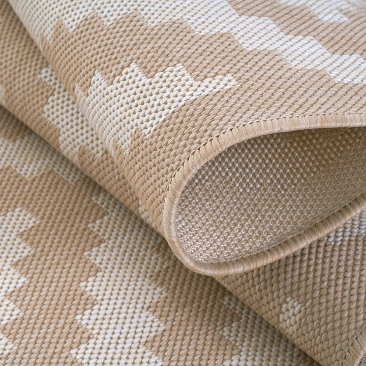 Outdoor Rug Diamond Design Beige and White | The Rugs