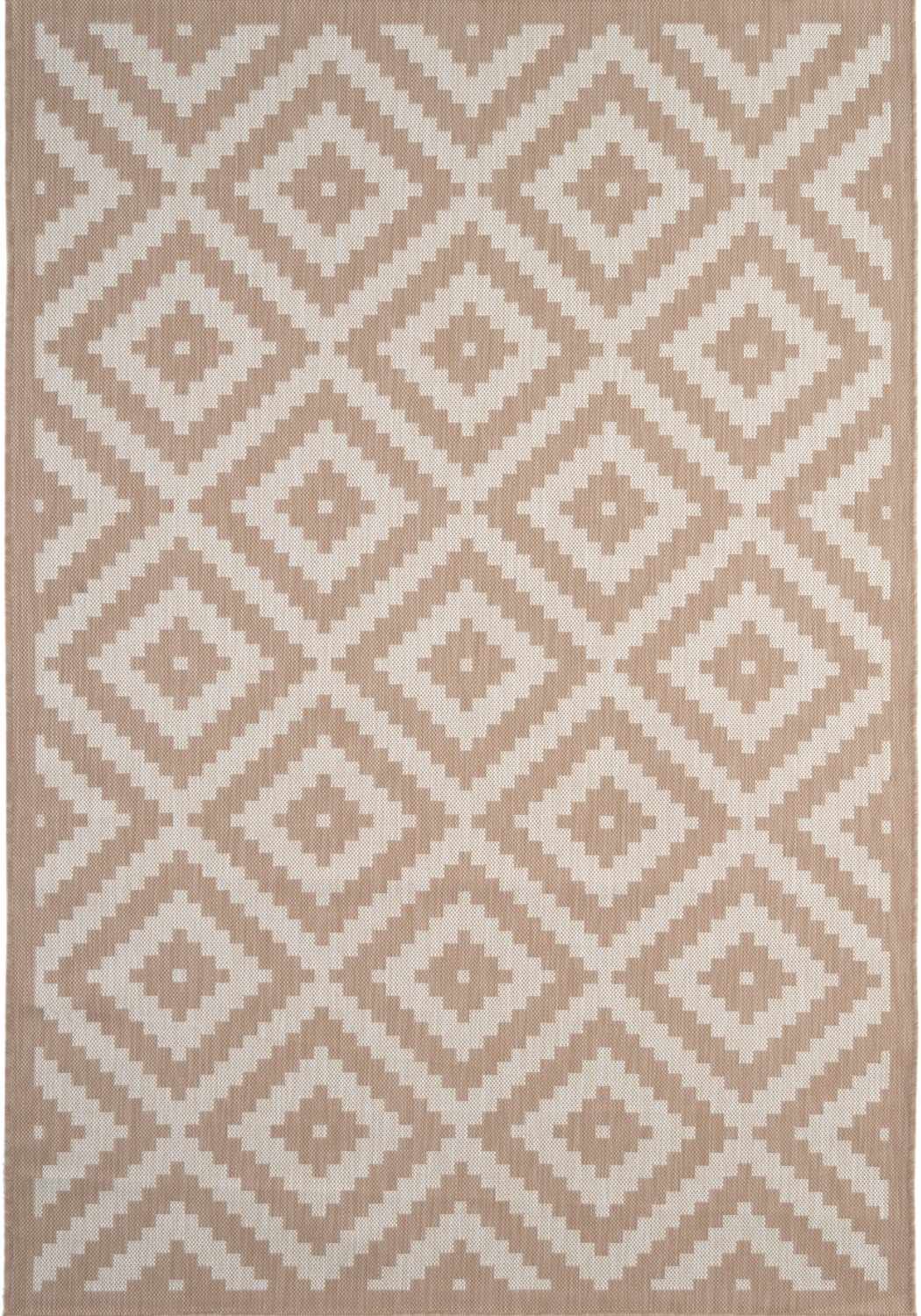 Outdoor Rug Diamond Design Beige and White | The Rugs