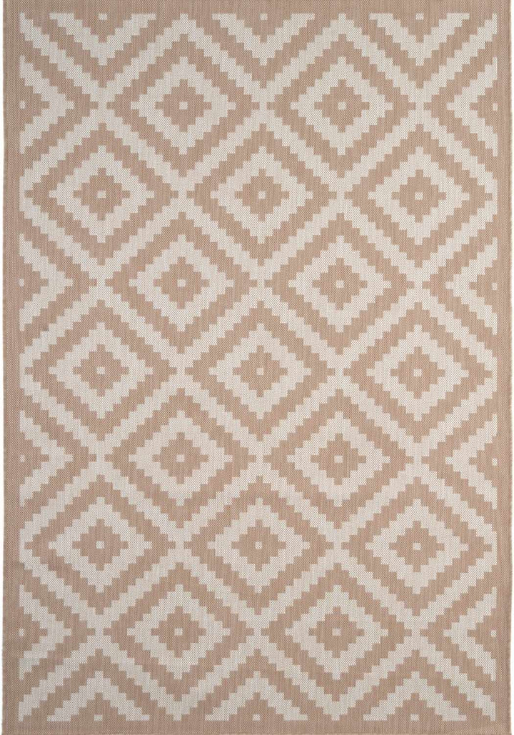 Outdoor Rug Diamond Design Beige and White | The Rugs