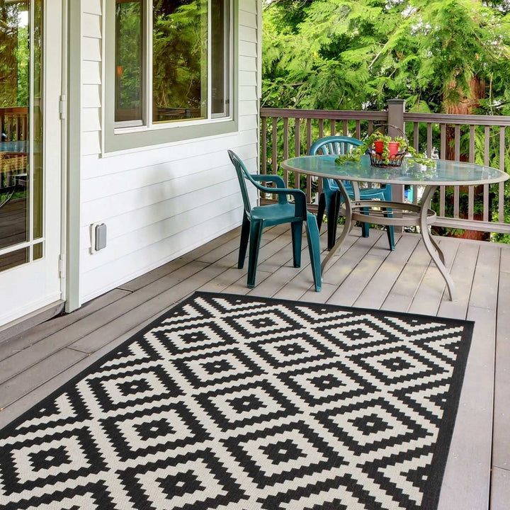 The Rugs Outdoor Rug - Garden / Patio Rugs -Diamond in Black