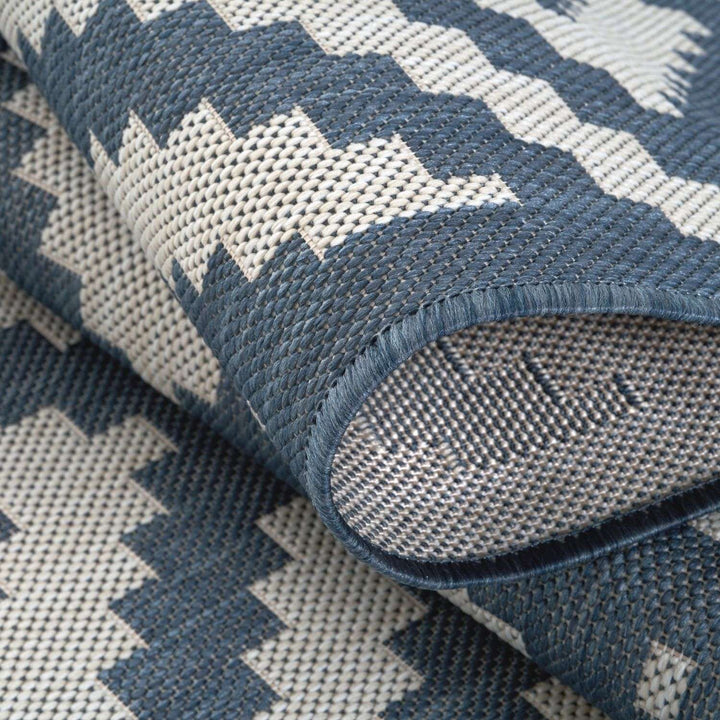 Outdoor Rug Diamond Design Blue and White | The Rugs