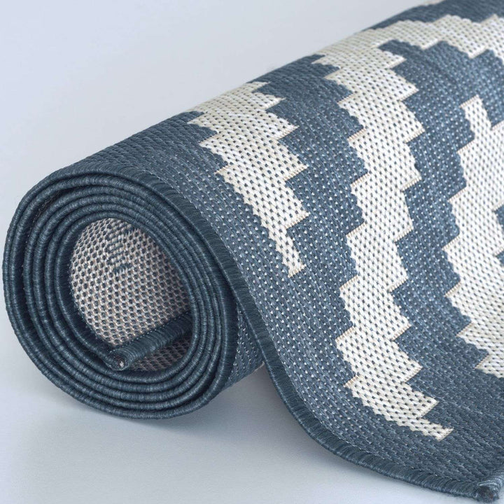 Outdoor Rug Diamond Design Blue and White | The Rugs