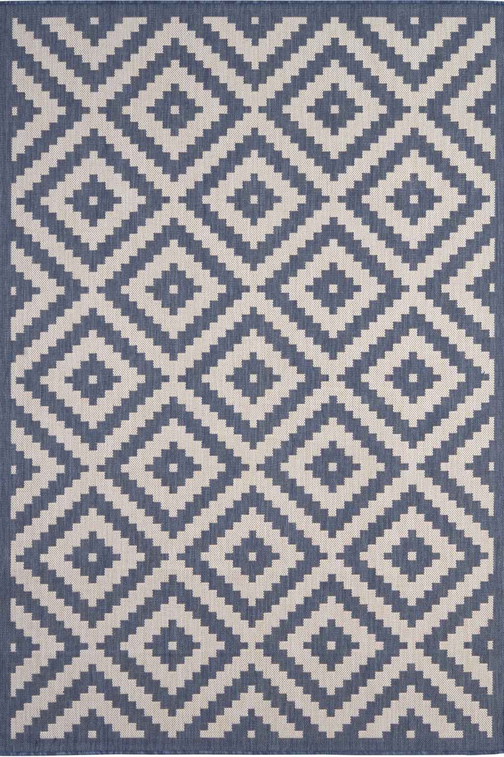 Outdoor Rug Diamond Design Blue and White | The Rugs