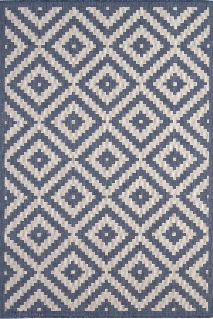 Outdoor Rug Diamond Design Blue and White | The Rugs