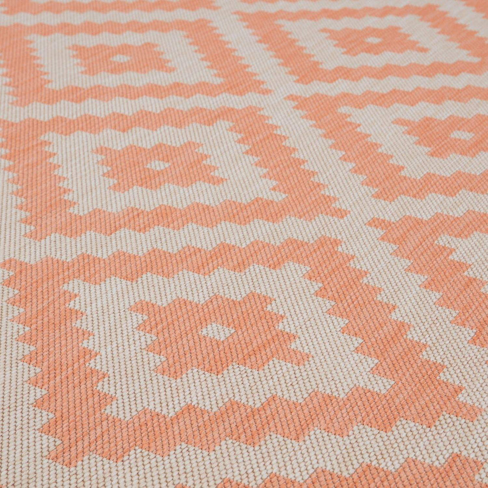 Diamond Design Orange Outdoor Rug | Weather-Proof | The Rugs