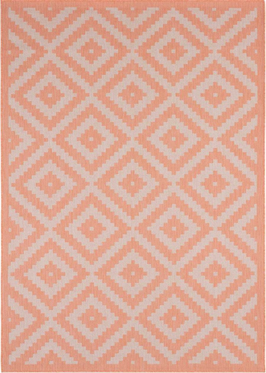 Diamond Design Orange Outdoor Rug | Weather-Proof | The Rugs