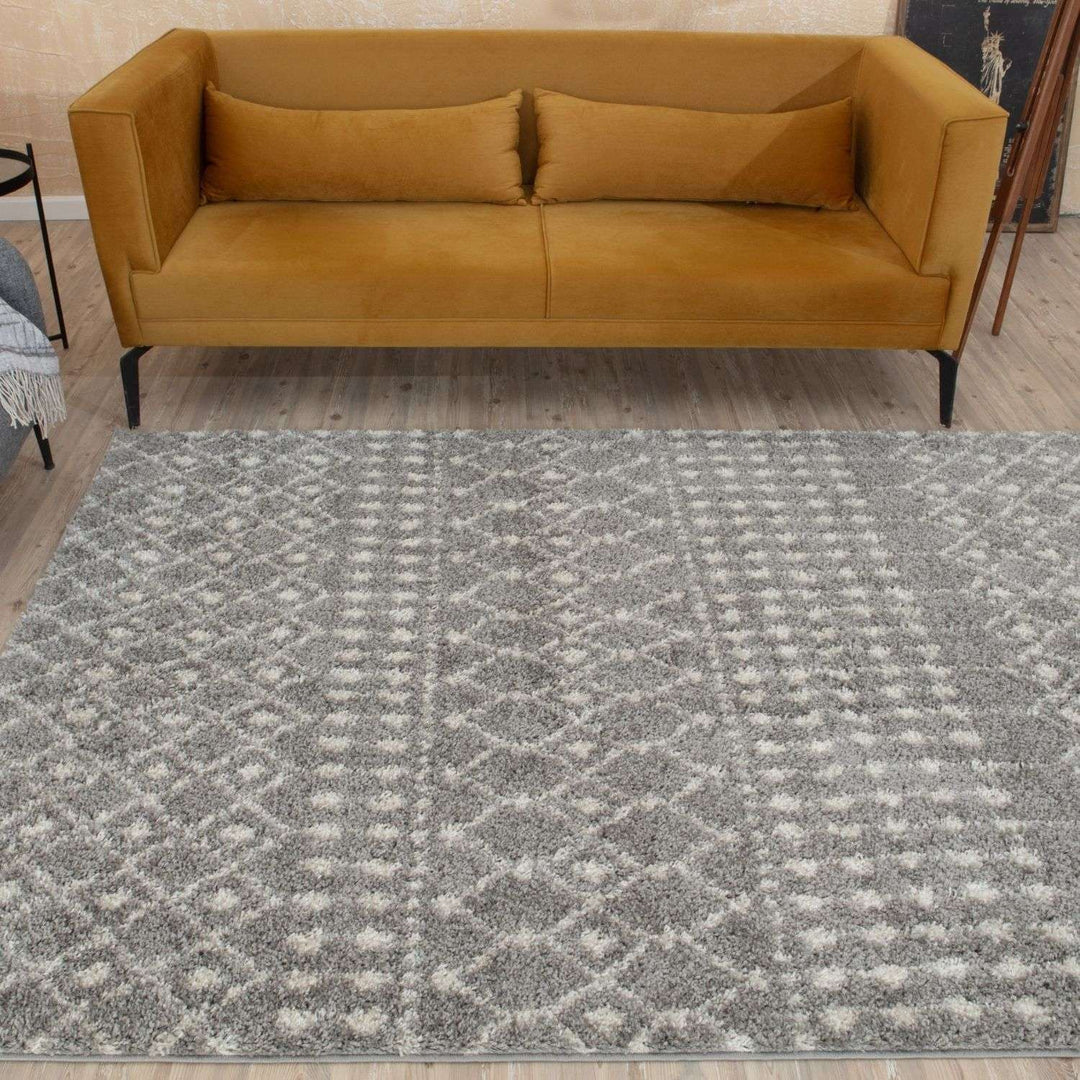 Moroccan-style thick shaggy rug pet-friendly, easy to clean