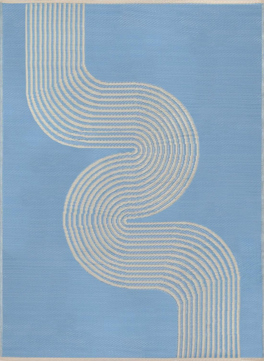 Urban Outdoor Rug Blue & Beige | Modern Geometric Design