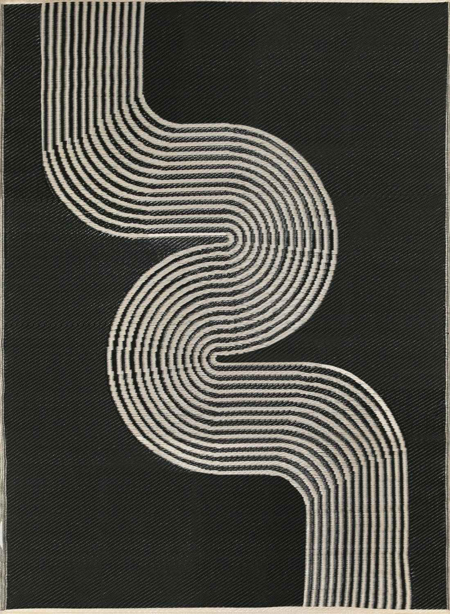 Urban Outdoor Rug Black & Beige | Geometric Design |The Rugs