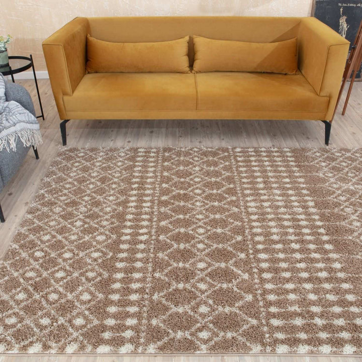 Moroccan-style thick shaggy rug 30 mm pile, non-shedding, pet-friendly, and easy to clean