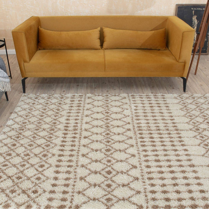 Moroccan shaggy Beige Ivory Rug Thick pile easy to clean