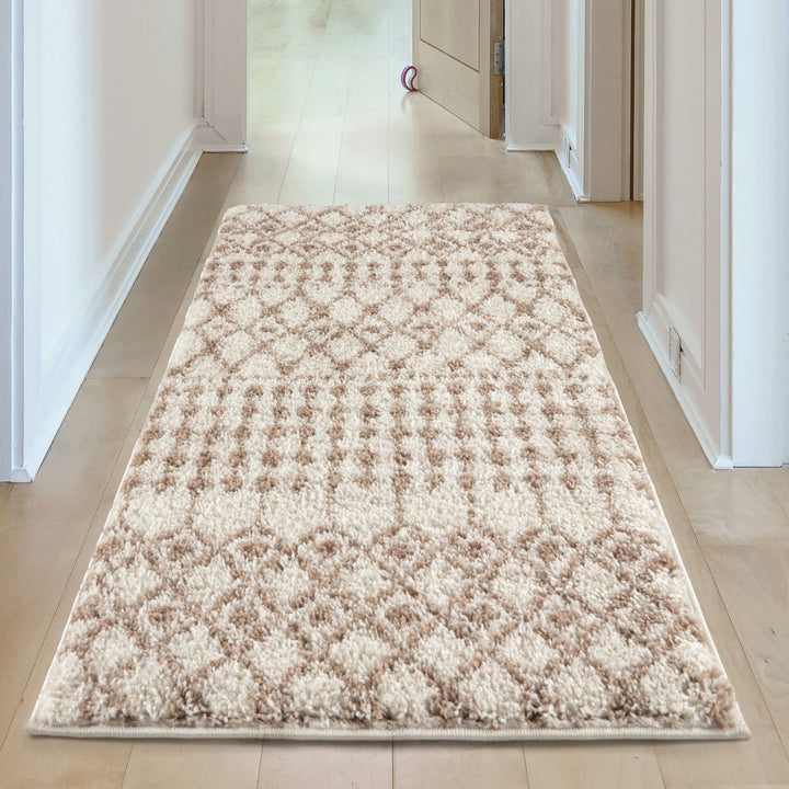Moroccan shaggy Beige Ivory Rug Thick pile easy to clean