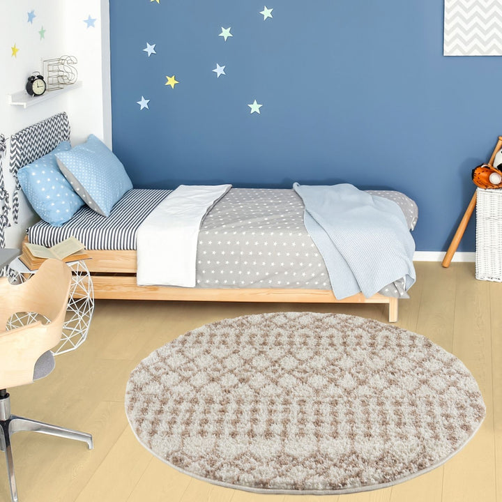 Moroccan shaggy Beige Ivory Rug Thick pile easy to clean