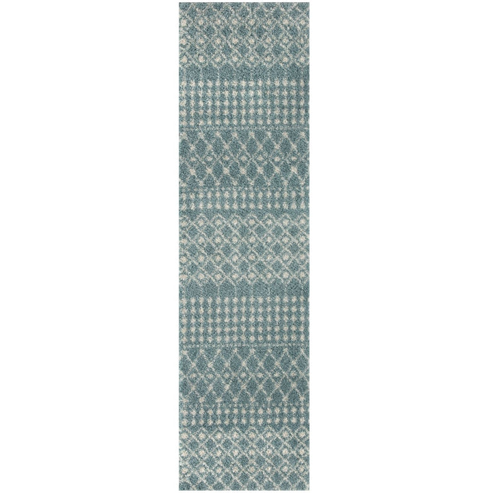 Shaggy blue rug High Quality Elegant Moroccan Pattern