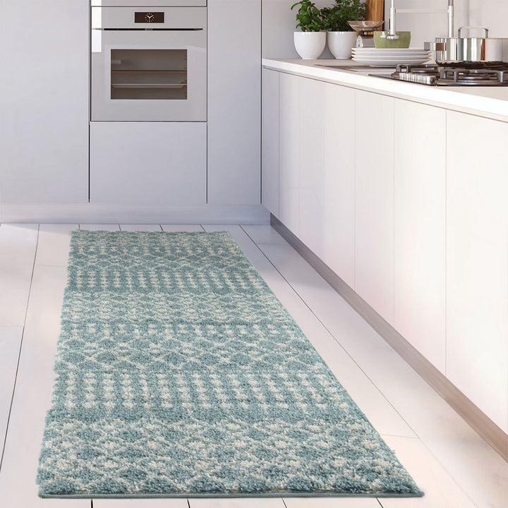 Shaggy blue rug High Quality Elegant Moroccan Pattern