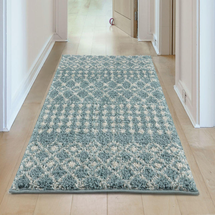 Shaggy blue rug High Quality Elegant Moroccan Pattern