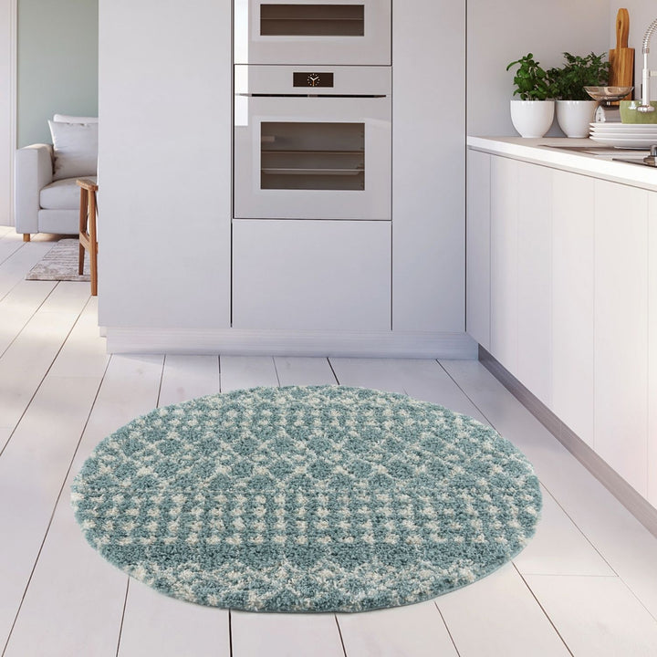Shaggy blue rug High Quality Elegant Moroccan Pattern
