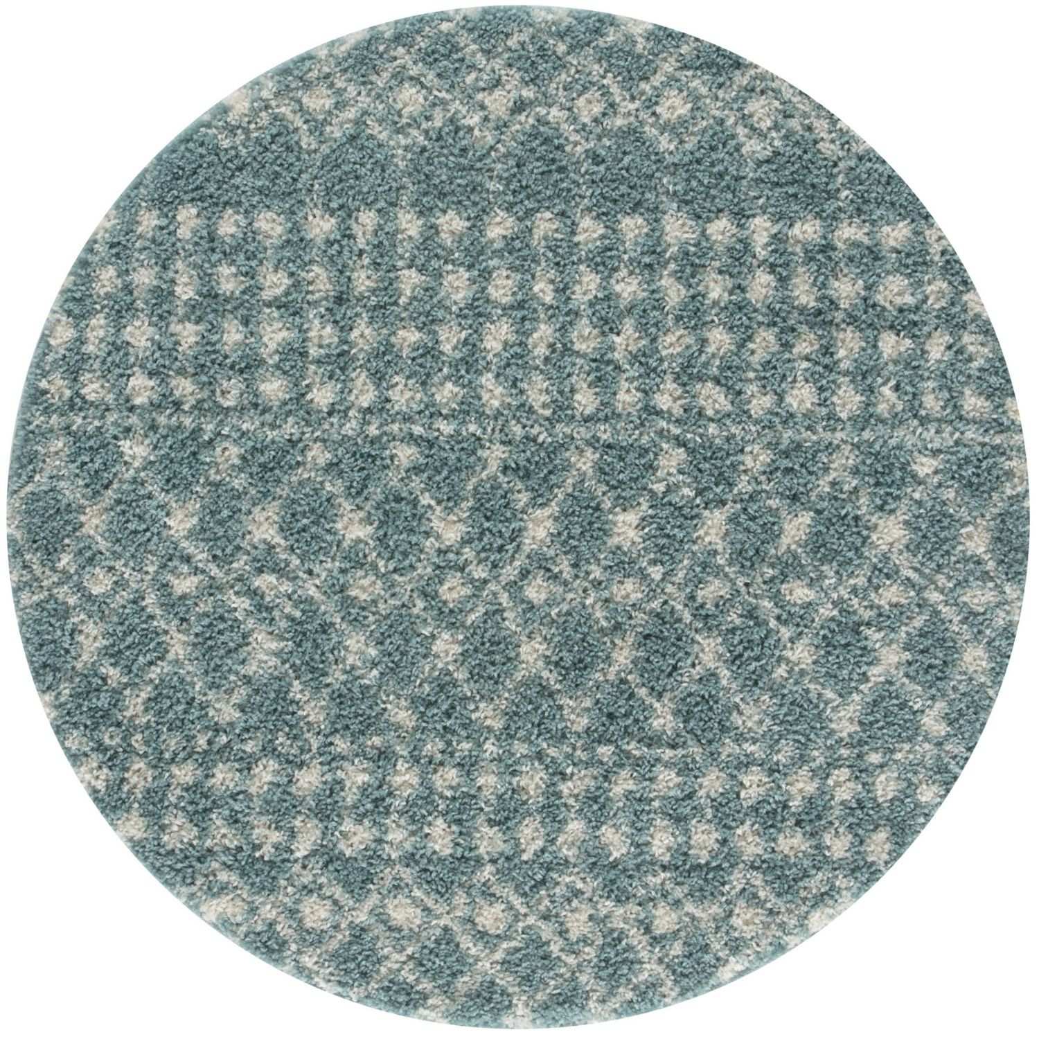 Shaggy blue rug High Quality Elegant Moroccan Pattern