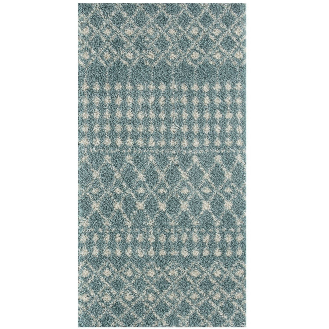 Shaggy blue rug High Quality Elegant Moroccan Pattern