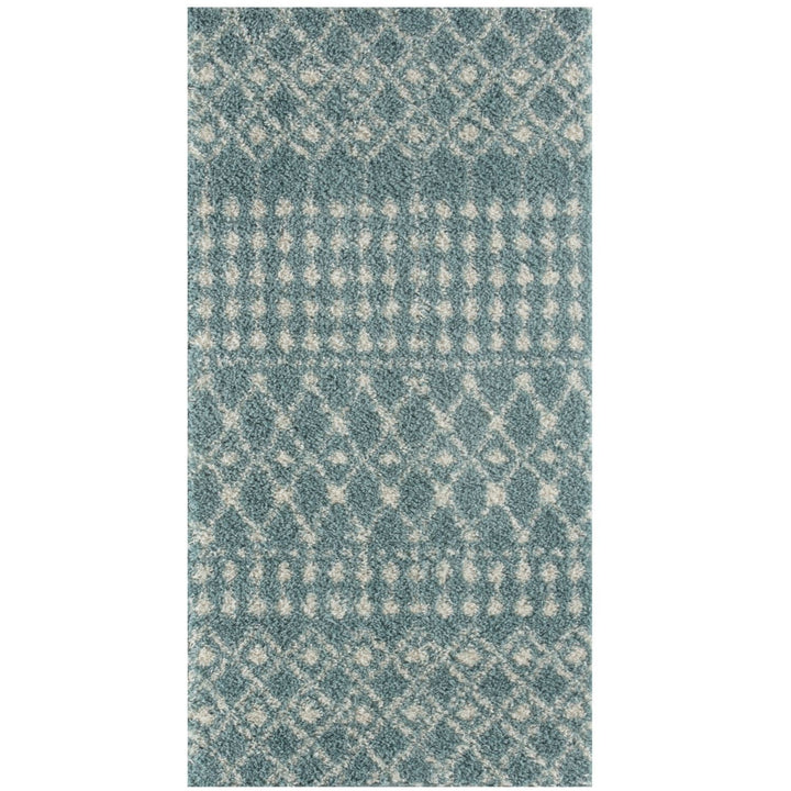 Shaggy blue rug High Quality Elegant Moroccan Pattern
