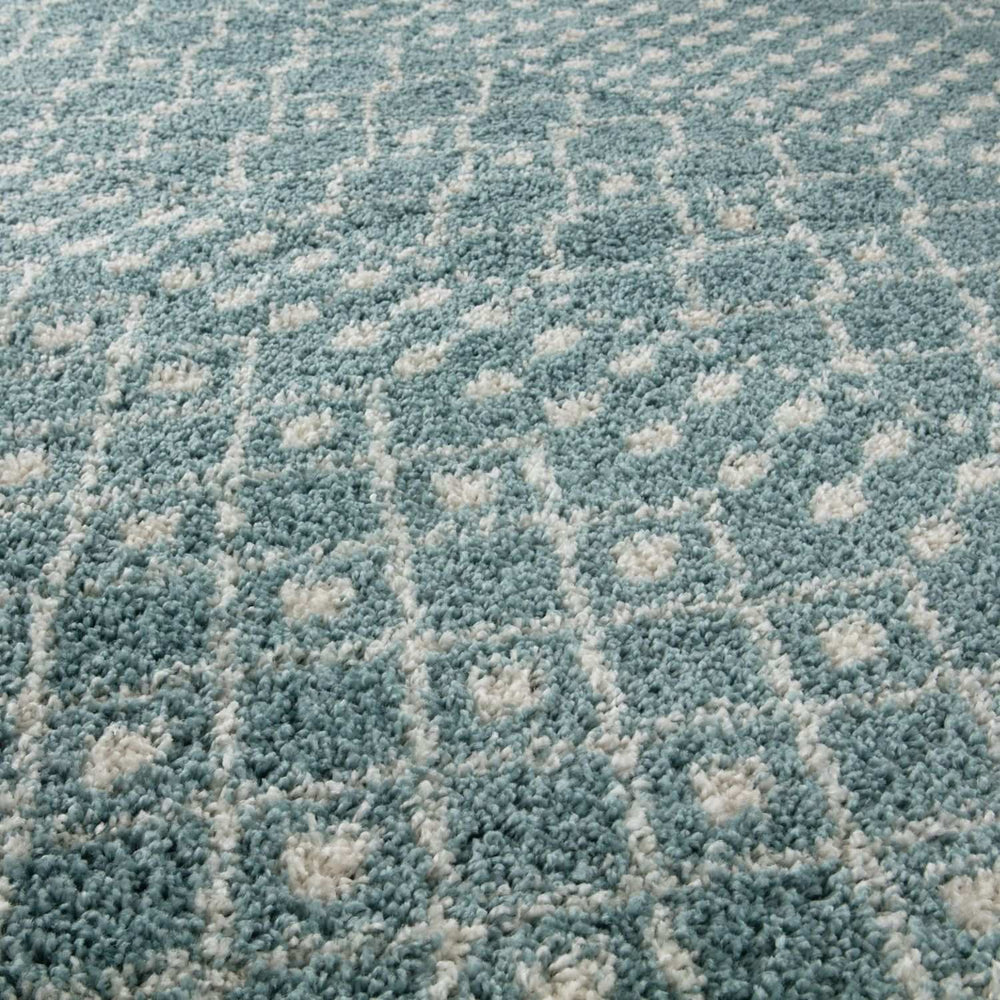 Shaggy blue rug High Quality Elegant Moroccan Pattern