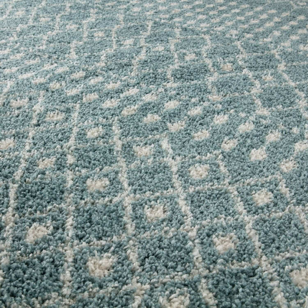 Shaggy blue rug High Quality Elegant Moroccan Pattern