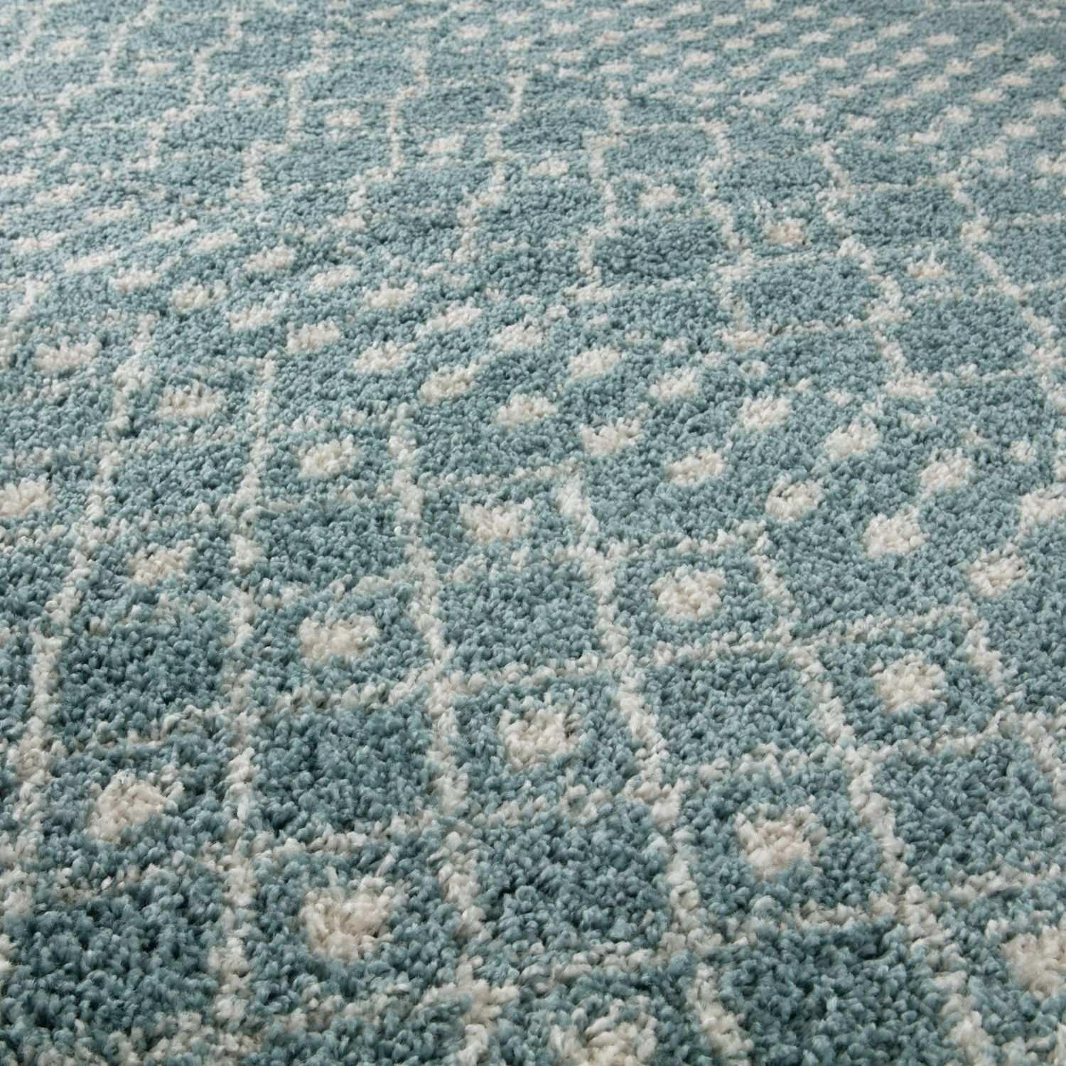 Shaggy blue rug High Quality Elegant Moroccan Pattern
