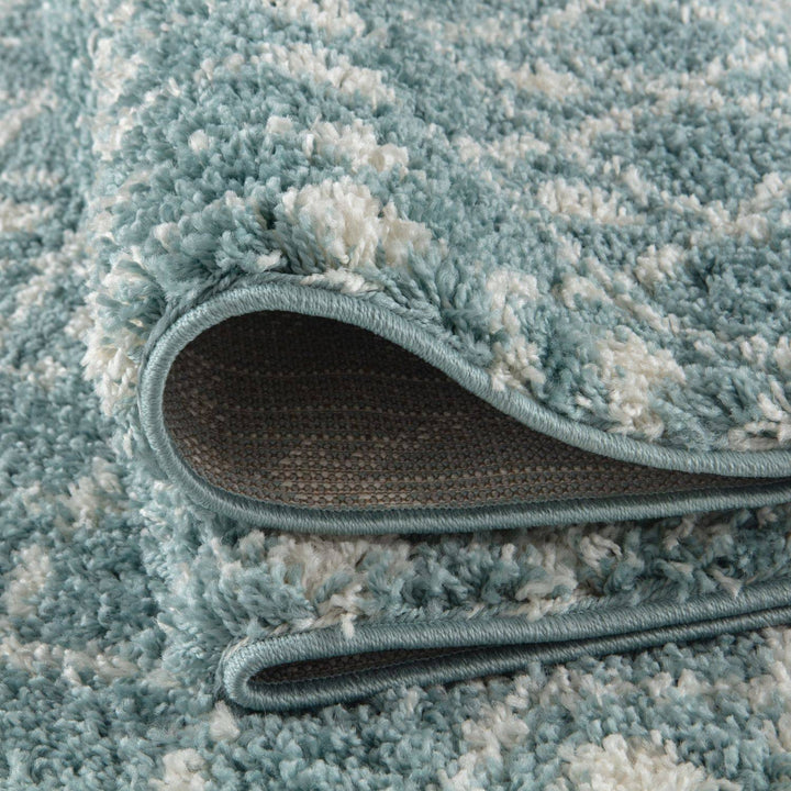 Shaggy blue rug High Quality Elegant Moroccan Pattern