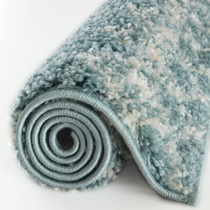 Shaggy blue rug High Quality Elegant Moroccan Pattern