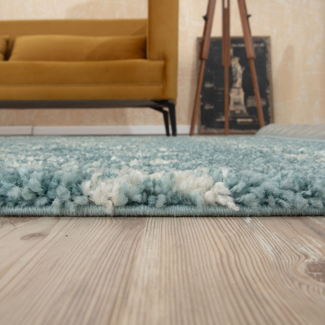Shaggy blue rug High Quality Elegant Moroccan Pattern