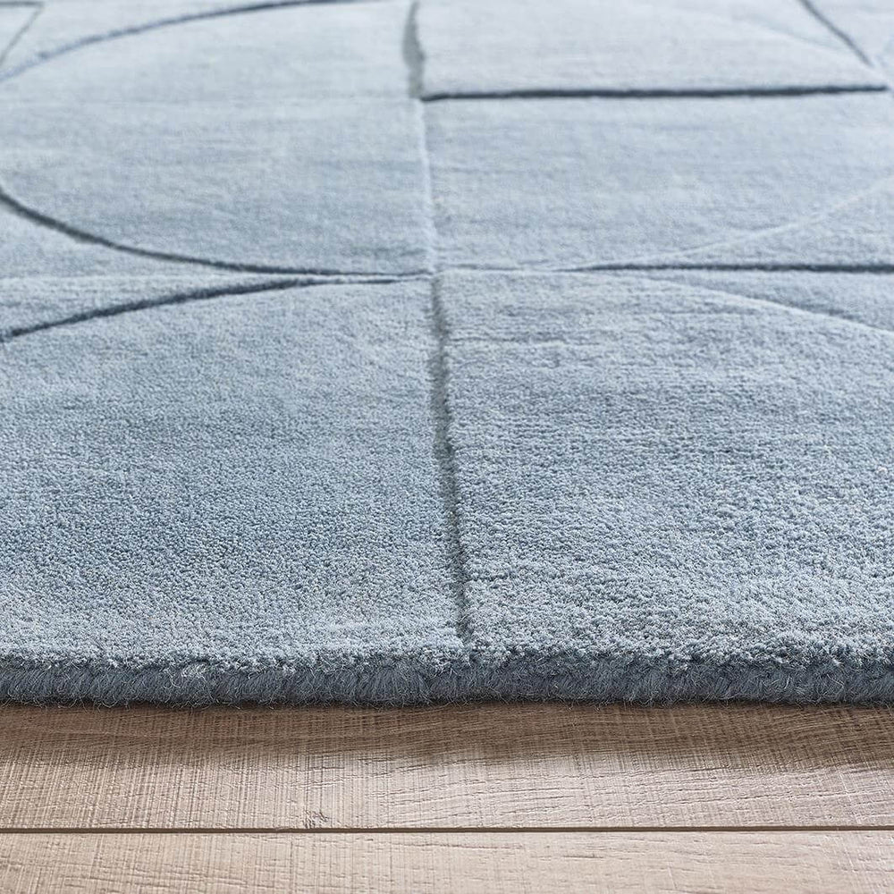 Penny Duck Egg Blue Geometric Wool Rug