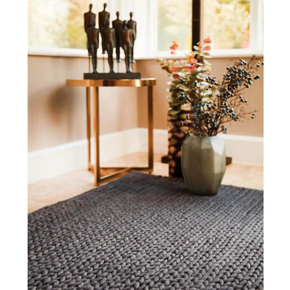 Grey Braided Rag Rug Fusion Dark Grey Braided Wool Rug | Scandinavian Hygge Style – The Rugs