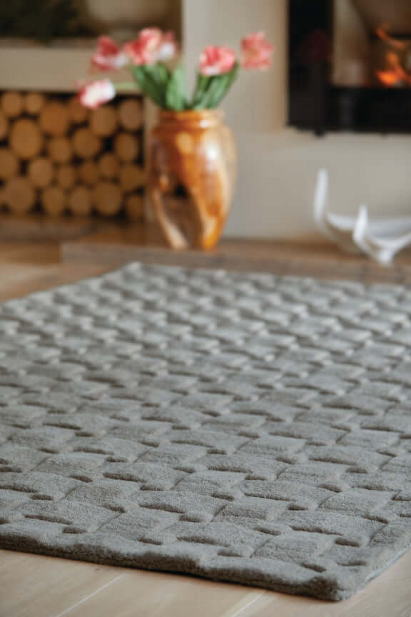 Hand made Wool blend Basket weave Rug in cheapest Grey