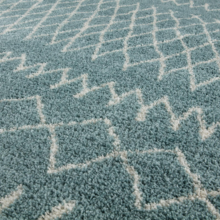 Moroccan Collection Shaggy Rugs in Duck Egg Blue | 950