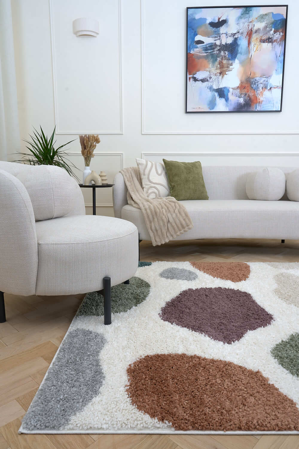 Moodi Shaggy Multicolour, 30 mm thick pile, underfloor heating | THE RUGS