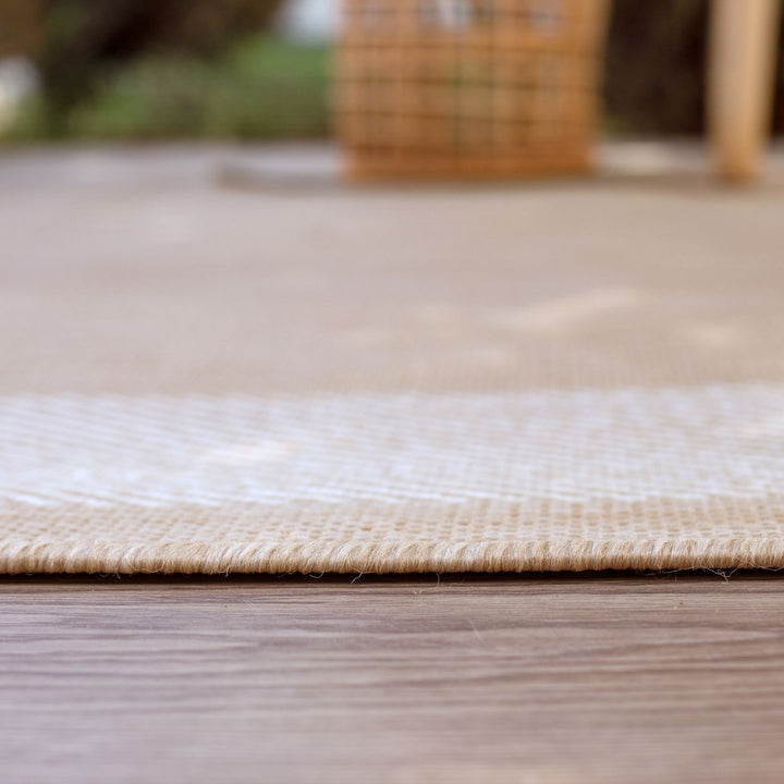 Outdoor Beige Rug easy to clean, weather-proof and UV protected.