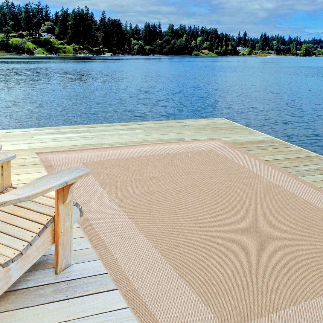 Outdoor Beige Rug easy to clean, weather-proof and UV protected.