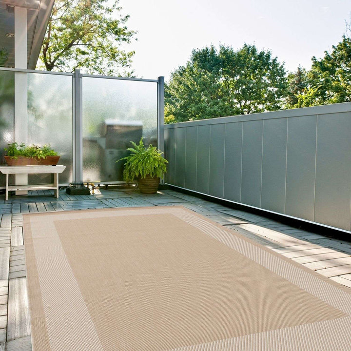 Outdoor Beige Rug easy to clean, weather-proof and UV protected.
