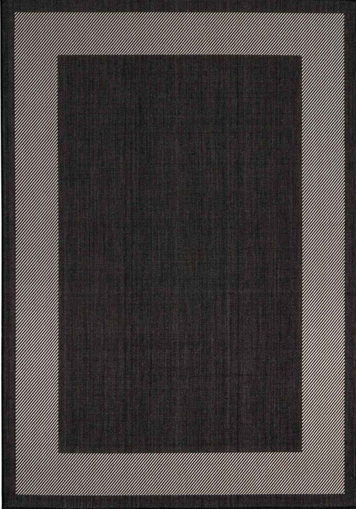 Outdoor Black Bordered Rug Weather resistant, Durable.