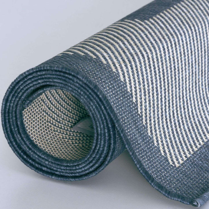 Bordered Design Outdoor Rug for Garden in Blue | The Rugs