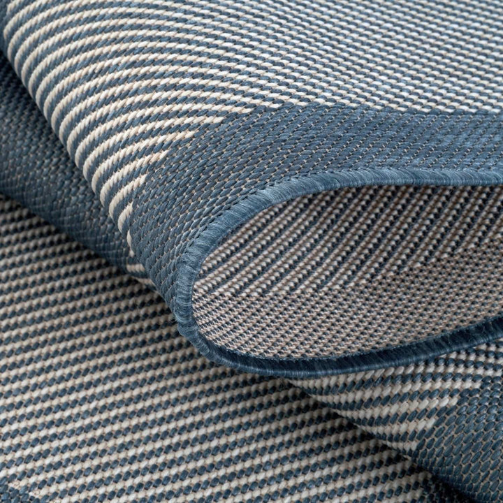 Bordered Design Outdoor Rug for Garden in Blue | The Rugs