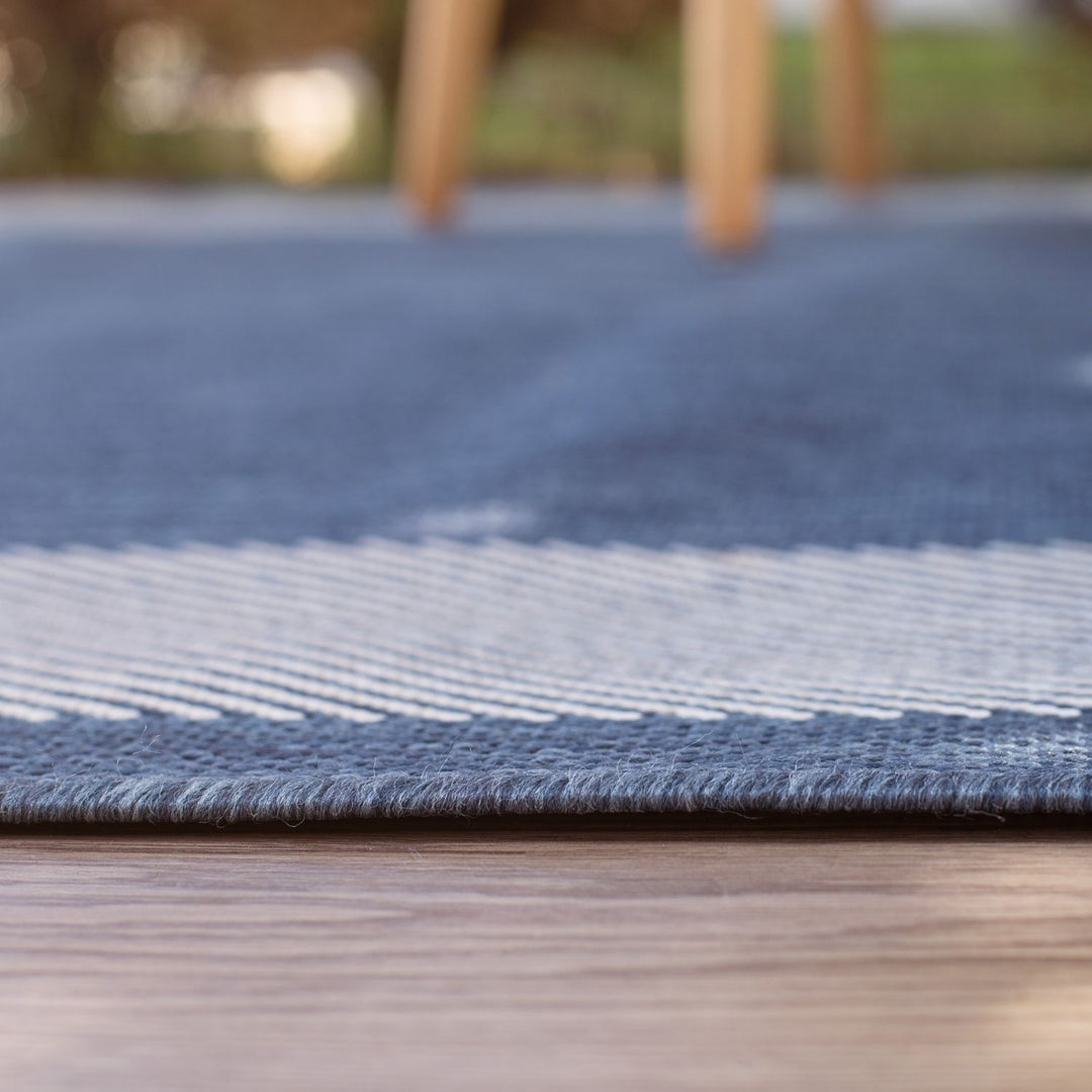 Bordered Design Outdoor Rug for Garden in Blue | The Rugs