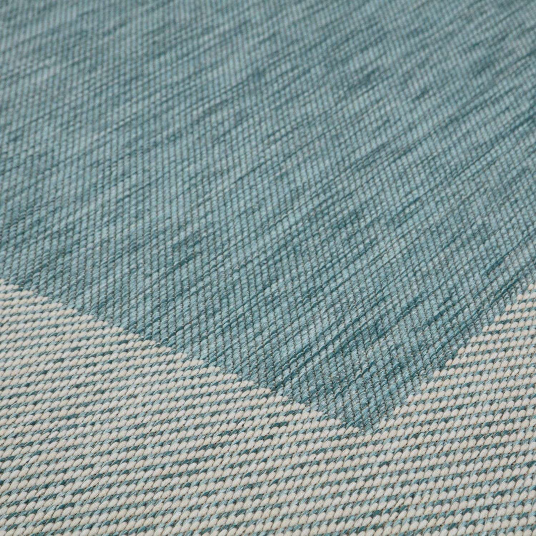 Bordered Design Outdoor Rug for Garden in Aqua | The Rugs