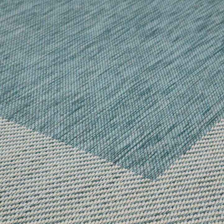Bordered Design Outdoor Rug for Garden in Aqua | The Rugs