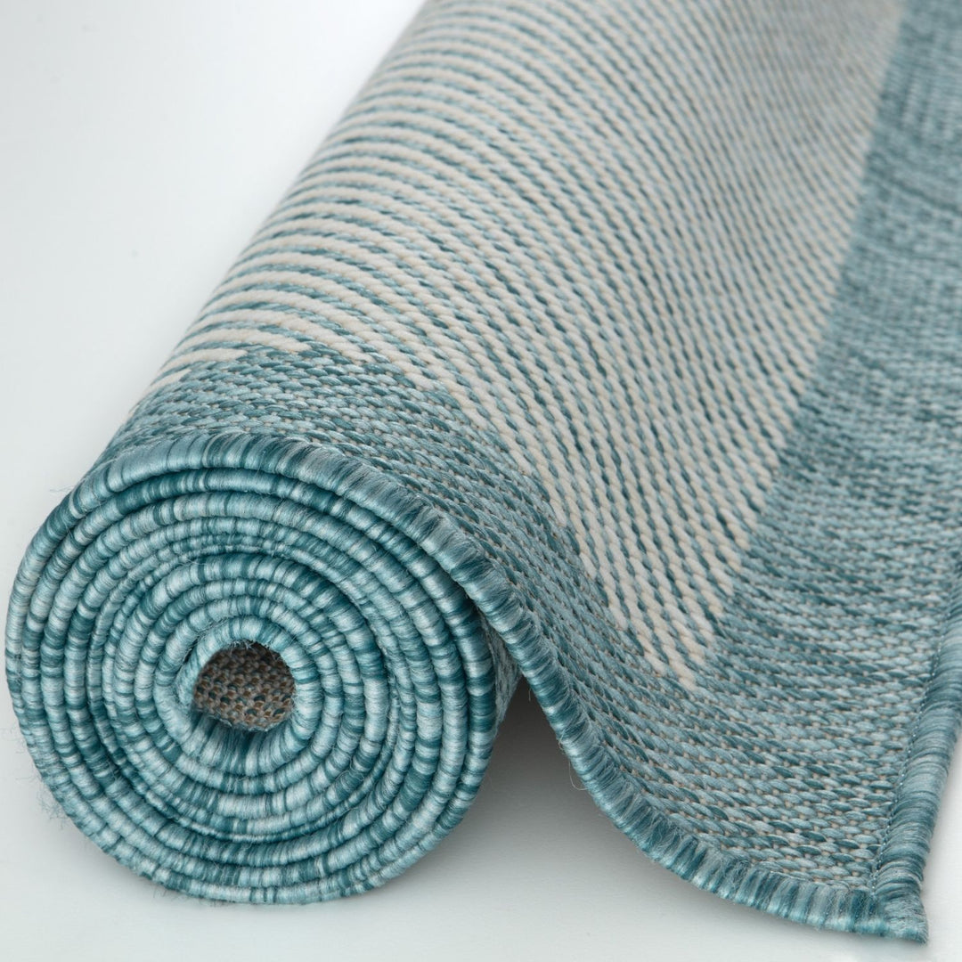 Bordered Design Outdoor Rug for Garden in Aqua | The Rugs